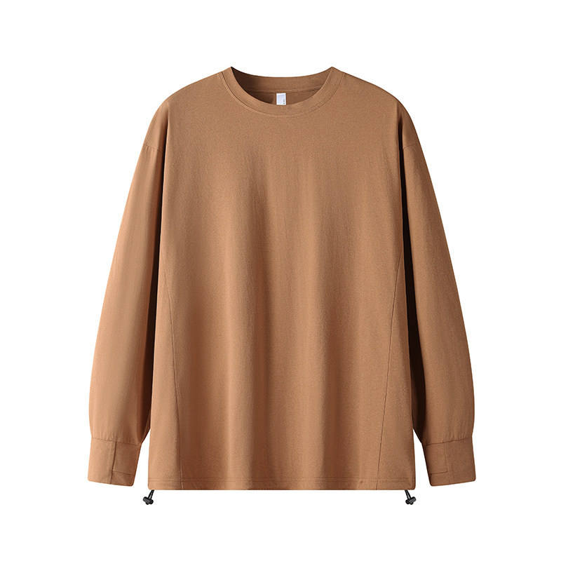 メンズ長袖春秋Tシャツ新作オールマッチカジュアルラウンドネックトップヘビーコットンニットブランクデザイン