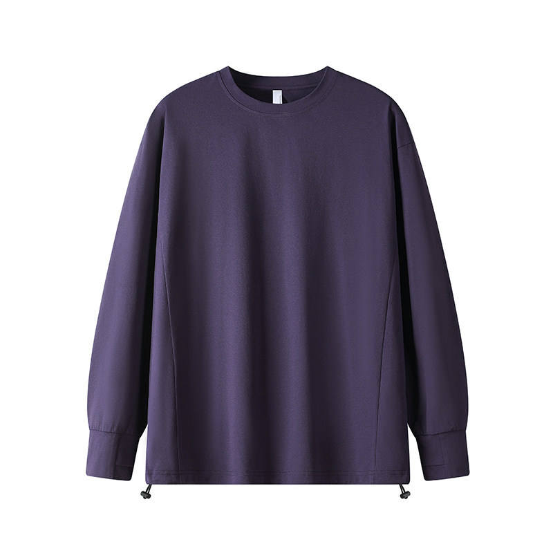メンズ長袖春秋Tシャツ新作オールマッチカジュアルラウンドネックトップヘビーコットンニットブランクデザイン