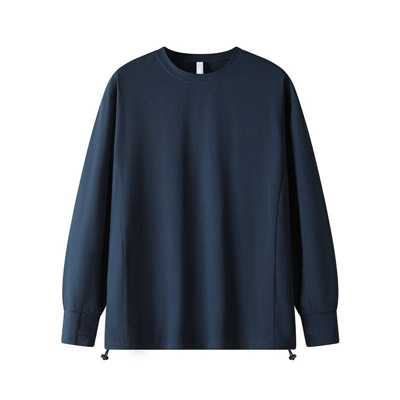 メンズ長袖春秋Tシャツ新作オールマッチカジュアルラウンドネックトップヘビーコットンニットブランクデザイン