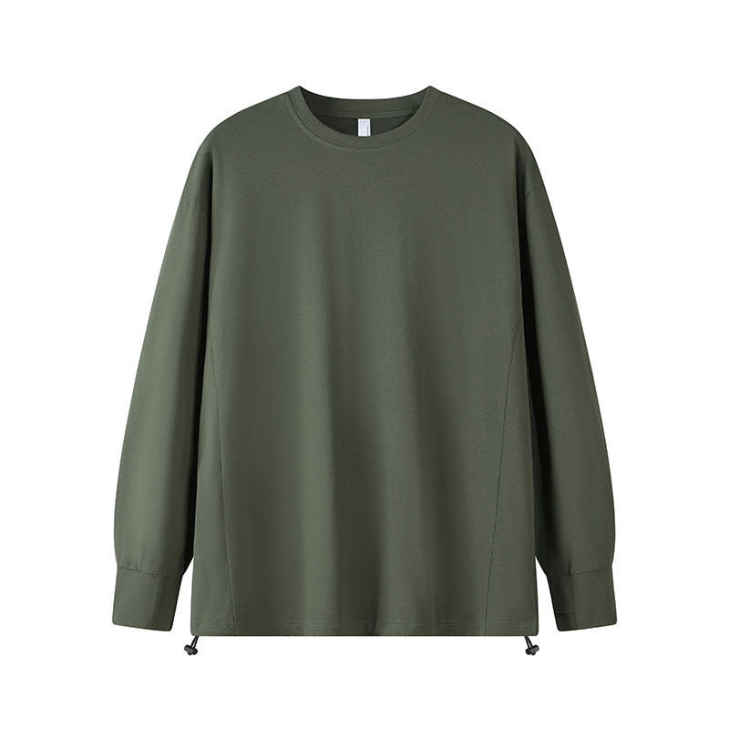 メンズ長袖春秋Tシャツ新作オールマッチカジュアルラウンドネックトップヘビーコットンニットブランクデザイン