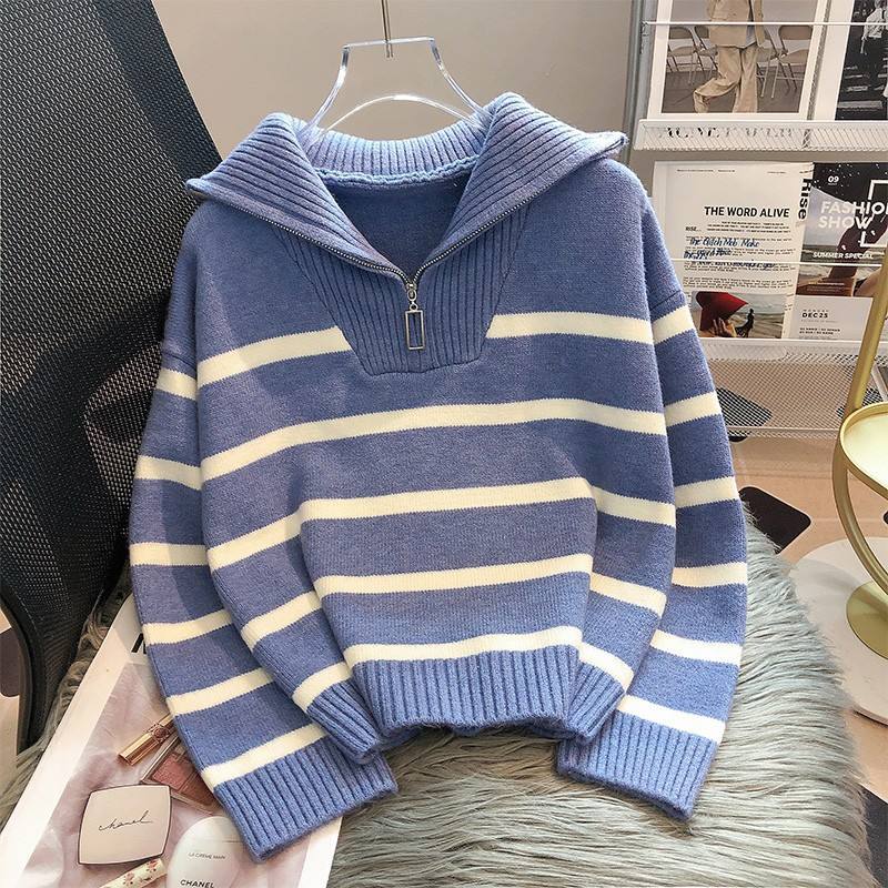 レディース 新作 ジッパー ストライプ ベースシャツ ショート