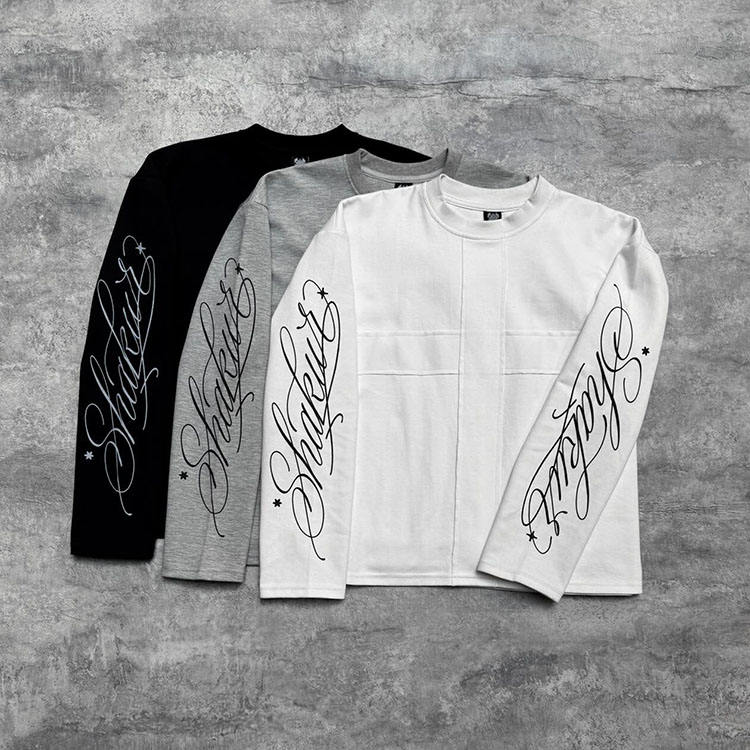 秋コットンテリージャージークロップドボクシーフィットフレアTシャツ